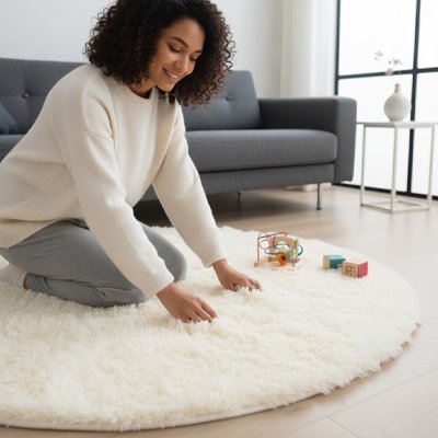 Tapis rond blanc