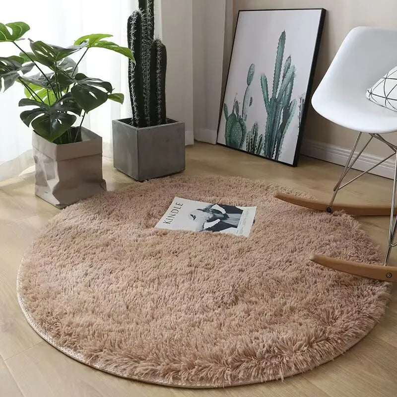 tapis rond brun