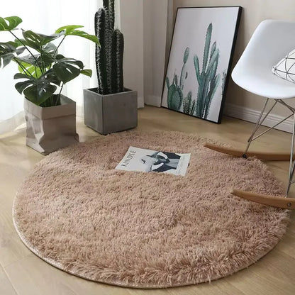 tapis rond brun