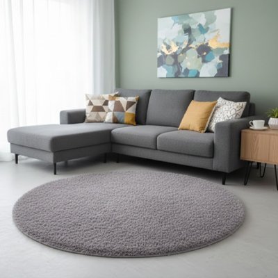 Tapis rond gris