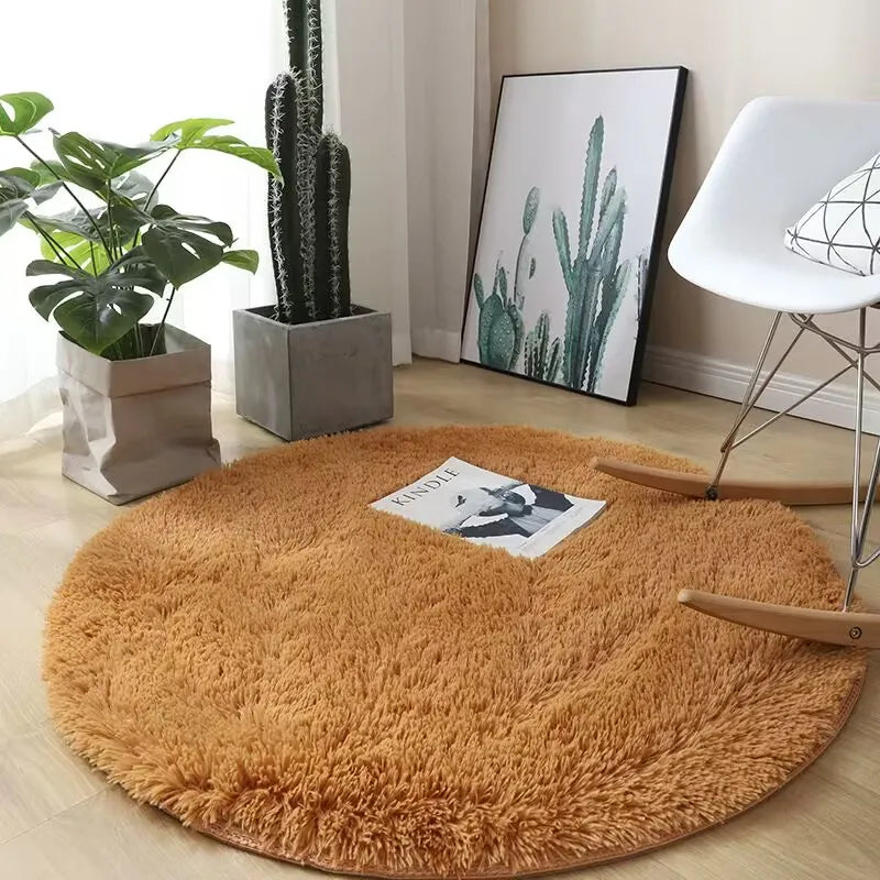 tapis rond kaki