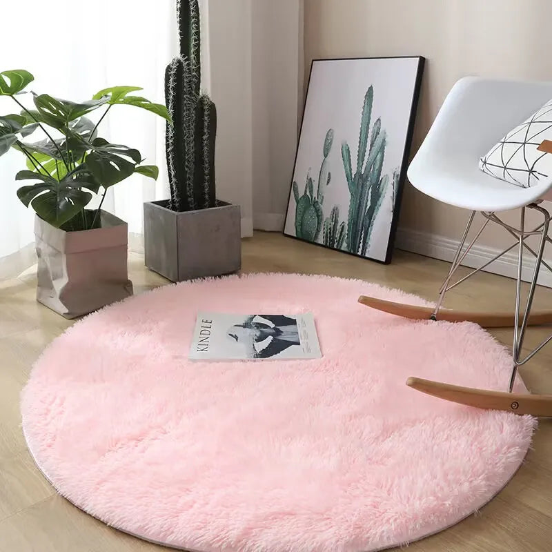 tapis rond rose