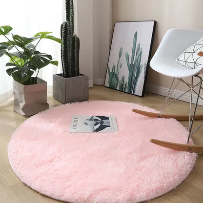 tapis rond rose